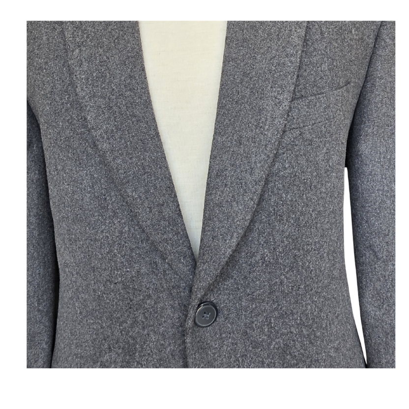 Men’s Grey Wool Coat – Classic Single Breasted Formal Blazer