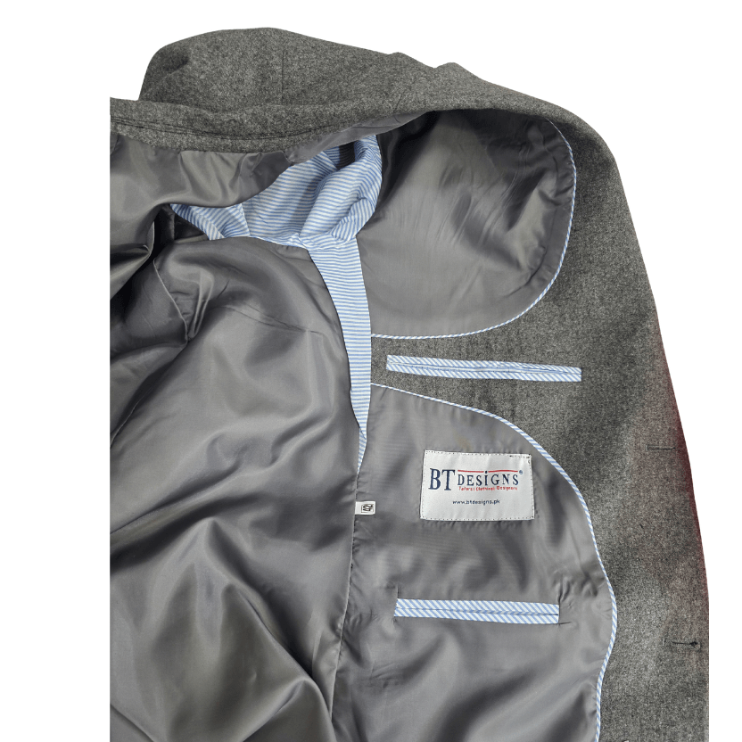 Men’s Grey Wool Coat – Classic Single Breasted Formal Blazer