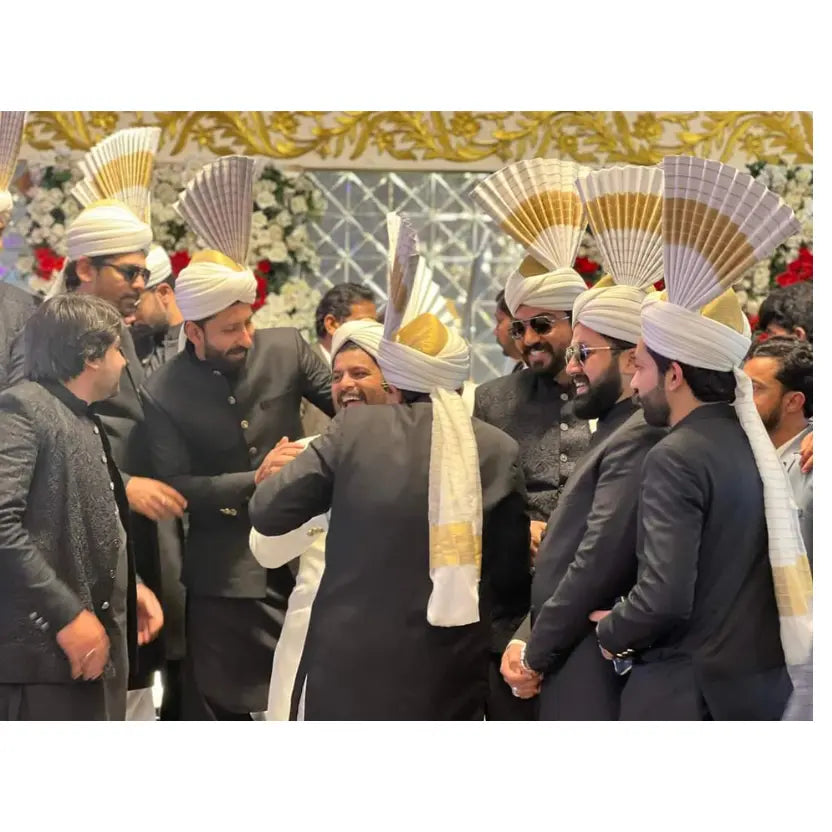 Royal Black Wedding Sherwani with Traditional Pagri Set