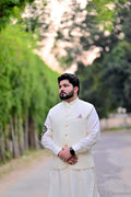 Premium Off-White Jacquard Waistcoat – Elegant Occasion Wear