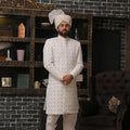 Royal Ivory Handcrafted Sherwani Set with Turban & Formal Shoes